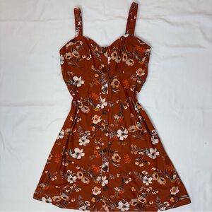 NoBo Rusty Orange Floral Mini Dress- Medium